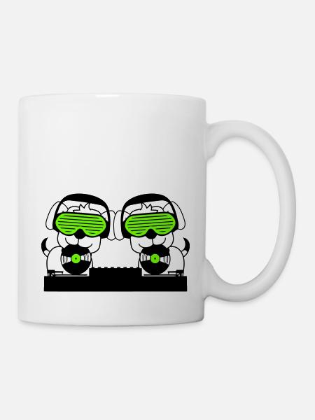 2 Dogs DJ Vinyl Record Club Disco Music Duo - Mug - white