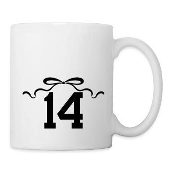 Numéro 14 noeud - 14e anniversaire - Mug blanc - blanc - Droite