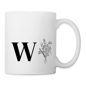 Minimalistisches Blumen-Lette - Tasse - Weiß - Rechts