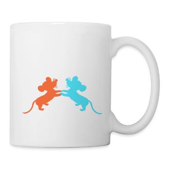 2 souris danse mains tenant couple équipe amis amour - Mug blanc - blanc - Droite