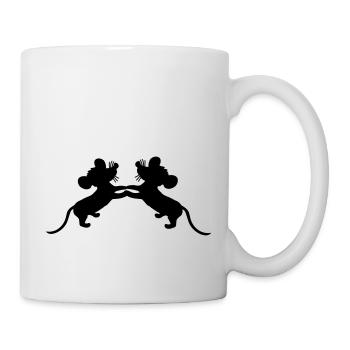 2 souris danse mains tenant couple équipe amis amour - Mug blanc - blanc - Droite