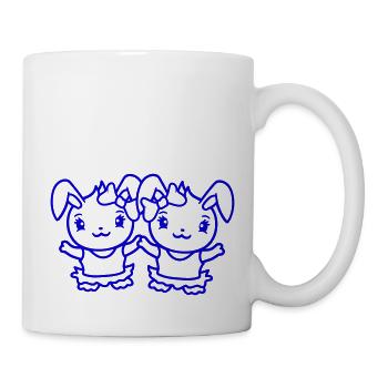 2 Bunnies Girl Pretty Bow Woman Bunny Small - Mug - white - Right
