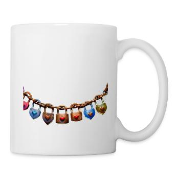Liebesschlösser mit Herzen - Tasse - Weiß - Rechts
