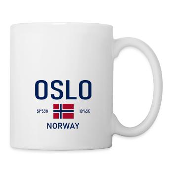 Oslo - Norwegen - Koordinaten - Flagge - Tasse - Weiß - Rechts