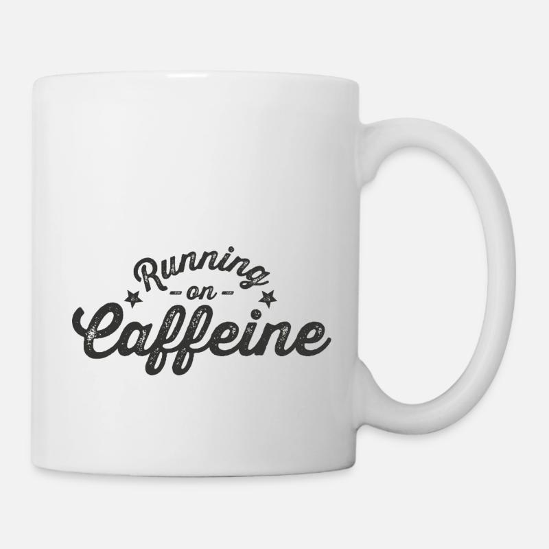 Running on Caffeine Schriftzug - Tasse - Weiß