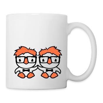 2 Birds Nerd Geek Smart Intelligent Horn-Rimmed Glasses - Mug - white - Right