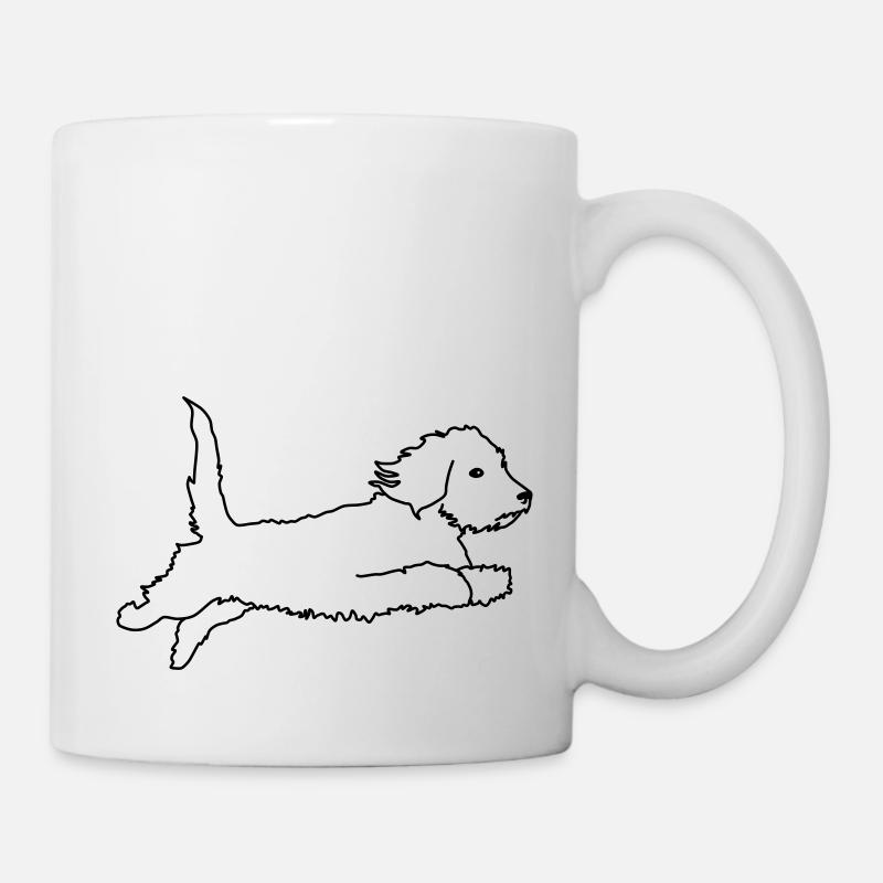 Rauhaardackel fliegend - Tasse - Weiß