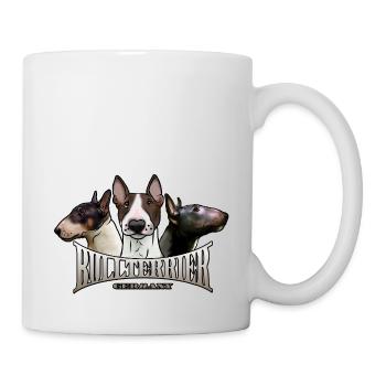 Bullterrier Trio mit Schriftzug - Tasse - Weiß - Rechts