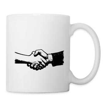 Poignée de main contre la discrimination - Mug blanc - blanc - Droite