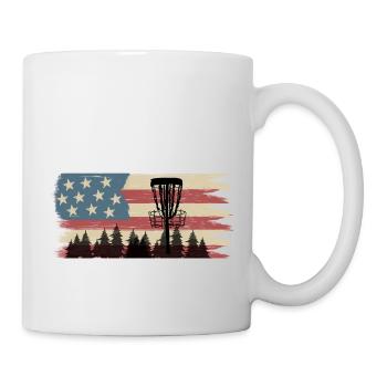 Disc Golf Drapeau US Vintage Frisbee Golf - Mug blanc - blanc - Droite