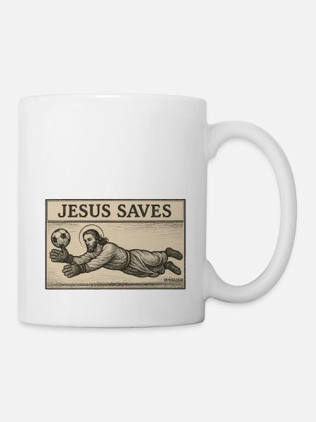Jesus rettet – Göttliche LOLs - Tasse - Weiß