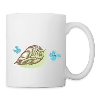 Blatt mit Blüte - Tasse - Weiß - Rechts