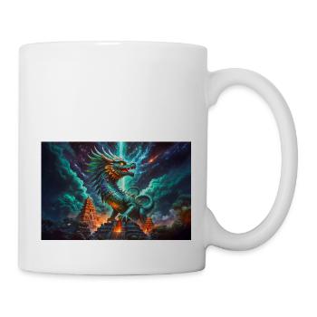 Quetzalcoatl, Aztec feathered serpent god of myth - Mug - white - Right