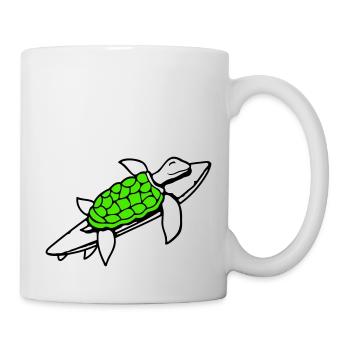 Tortue d’eau Planche de surf Surfeur Surf amusant - Mug blanc - blanc - Droite