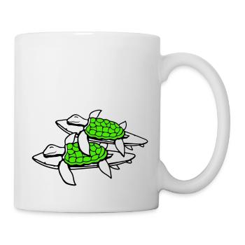 2 Water Turtles Surfer Surfing Surfboard Cute - Mug - white - Right