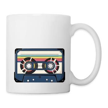 Retro Kassette Aufkleber - Tasse - Weiß - Rechts