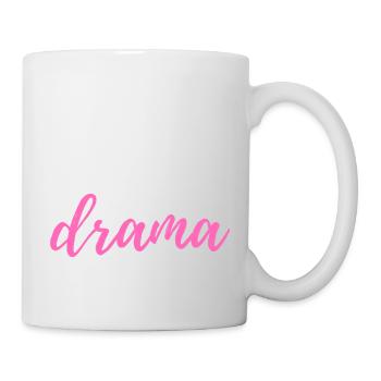 Ich bin wegen des Dramas hier – Sarkastisches lustiges Zitat - Tasse - Weiß - Rechts