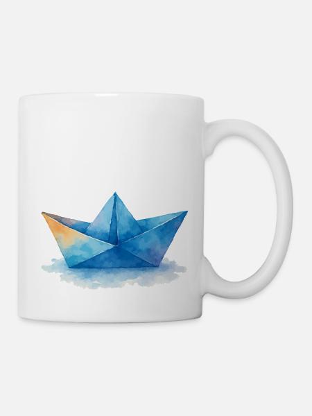 papierboot aquarell - Tasse - Weiß