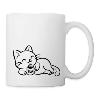 chillin tea cat - Tasse - Weiß - Rechts