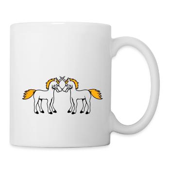 2 Einhörner Kampf Böse Wütend Angriff Duell Team - Tasse - Weiß - Rechts