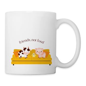 Friends, Not Food – Cow & Pig on the Sofa - Mug - white - Right