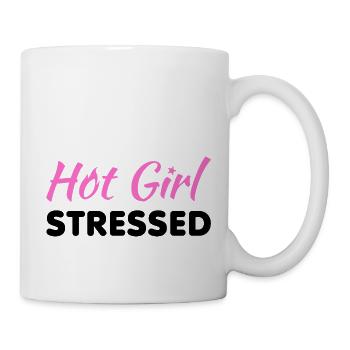 Hot Girl Stressed - Citation sarcastique rose drôle - K - Mug blanc - blanc - Droite