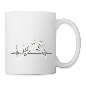 Reiter Herzschlag – EKG mit Springreiter - Tasse - Weiß - Rechts