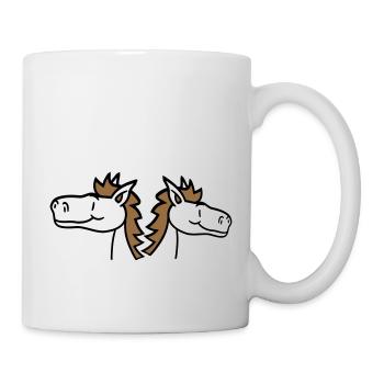 2 Horses Team Pony Foal Couple Comic Friends - Mug - white - Right