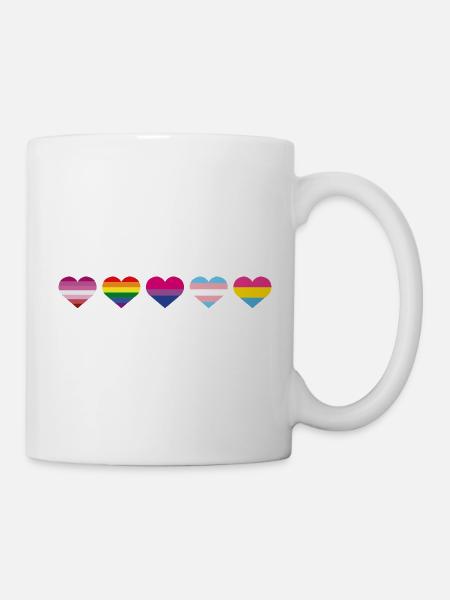 Regenbogen Herz - Tasse - Weiß