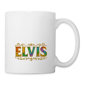 ELVIS Glitzer Gold Pailletten Glanz - Tasse - Weiß - Rechts