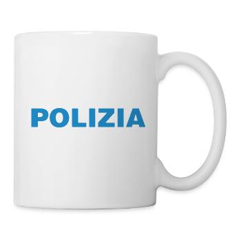 Police On – Lustiges T-Shirt mit Textmotiv - Tasse - Weiß - Rechts