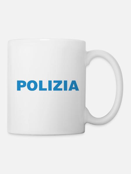 Police On – Lustiges T-Shirt mit Textmotiv - Tasse - Weiß
