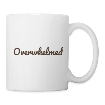 Overwhelms script text in brown - Mug - white - Right
