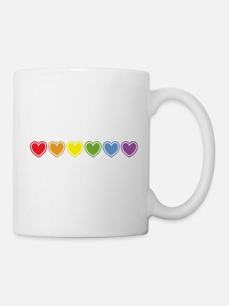Regebogen Herzen für Gay Pride - Tasse - Weiß