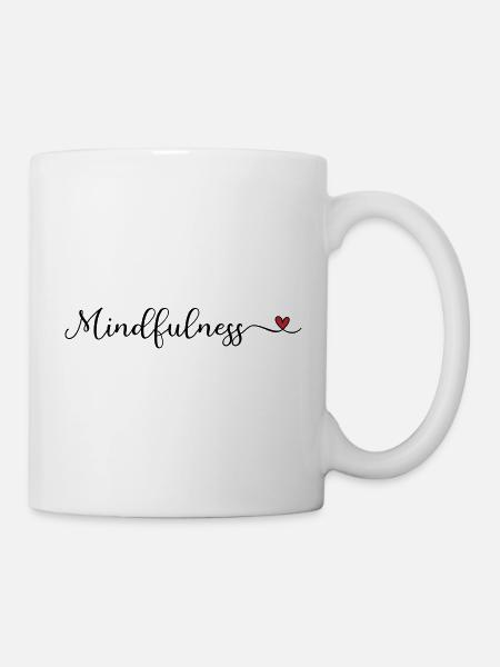 Achtsamkeit süßes Logo mit Herz - Tasse - Weiß