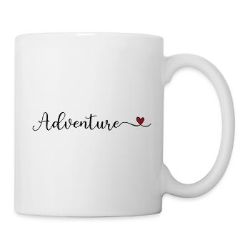 Abenteuertypografie mit Herz - Tasse - Weiß - Rechts