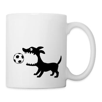 Hund frisst Ball - Tasse - Weiß - Rechts