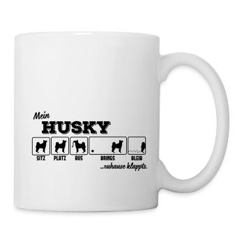 Mein Husky - zuhause klappts - Tasse - Weiß - Rechts