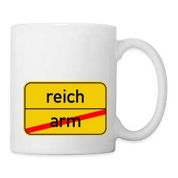 Ortsschild arm - reich - Tasse - Weiß - Rechts
