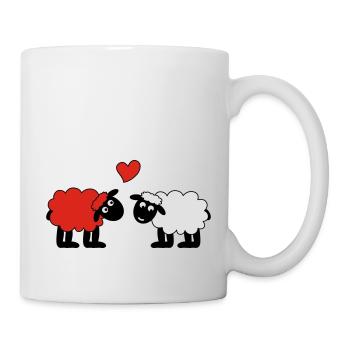 sheep happily in love sheep sheep lamb heart - Mug - white - Right