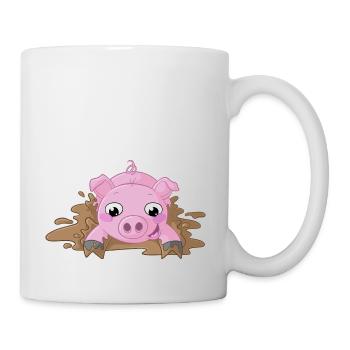 Éclaboussures, dessin animé, cochon - Mug blanc - blanc - Droite