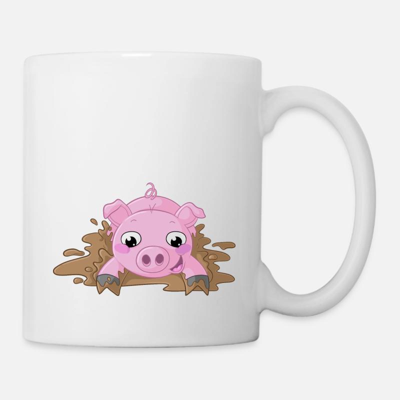 Planschendes Comic Schweinchen - Tasse - Weiß