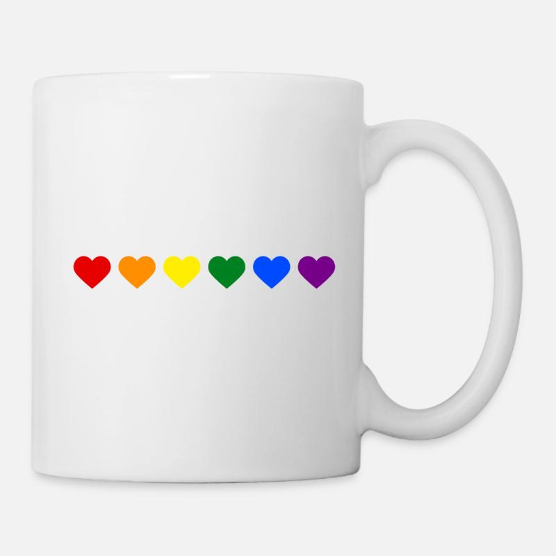 Regenbogenherzen - Tasse - Weiß
