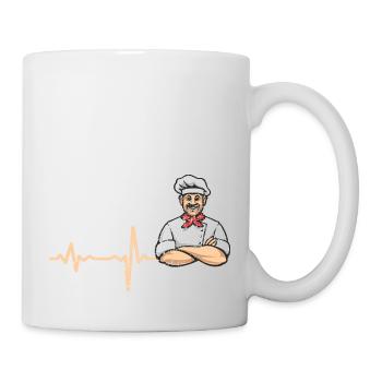 Heartbeat Koch Pizzabäcker - Geschenk - Tasse - Weiß - Rechts
