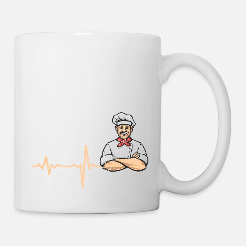 Heartbeat Koch Pizzabäcker - Geschenk - Tasse - Weiß