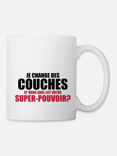 je change des couches et vous quel est votre - Mug blanc - blanc
