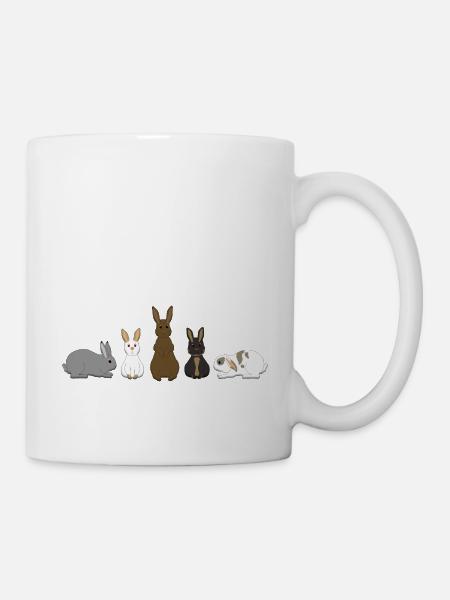 Fünf Kaninchen - Tasse - Weiß