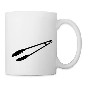 Single new barbecue BBQ tongs - Mug - white - Right