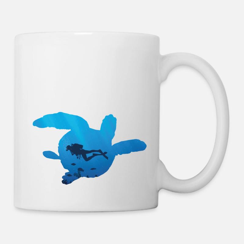 Schildkröte und Taucher - Tasse - Weiß