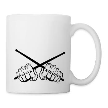 rock 'n' roll drummer fists - Kop/krus - hvid - Højre